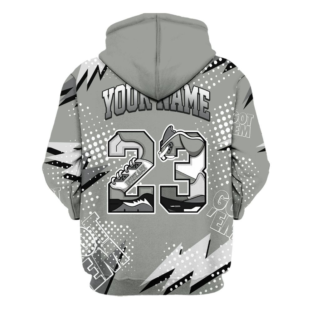Hoodie To Match Paris Cement Grey 4s - Custom Name Number 23 5s All Over Print