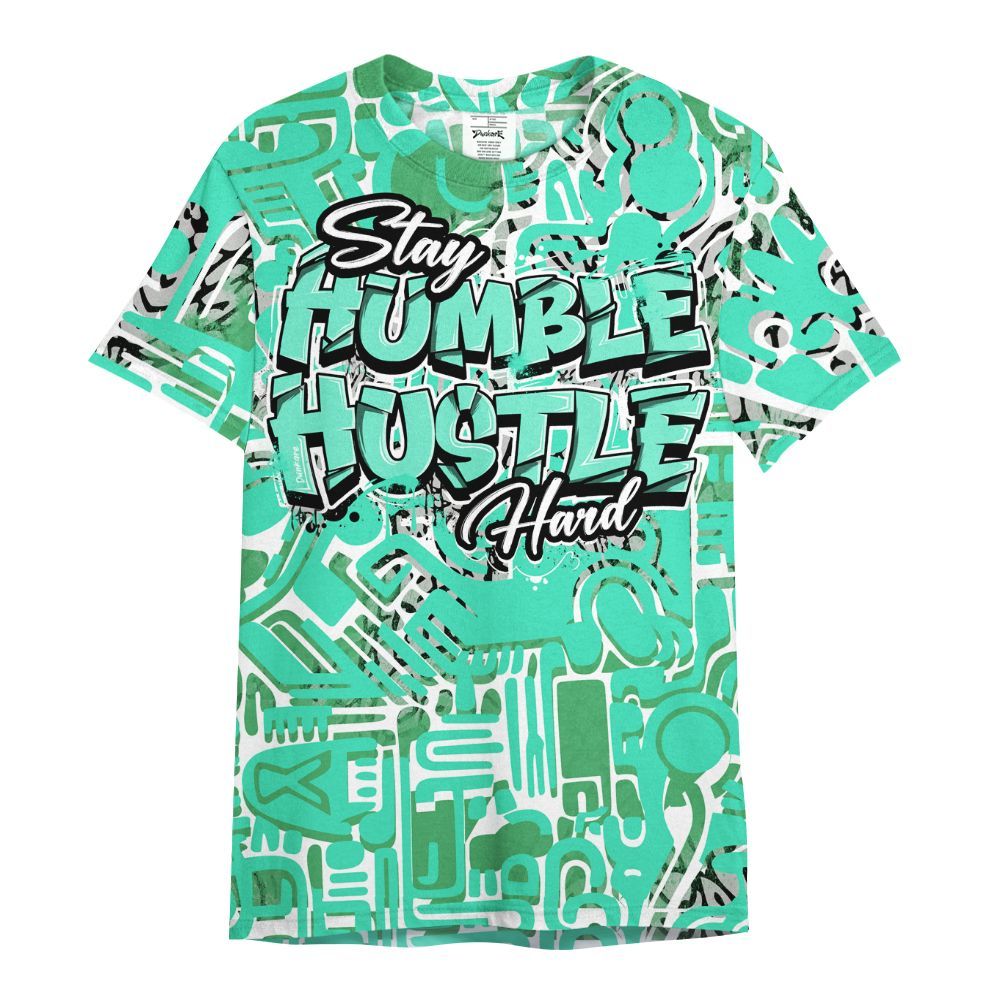 Shirt To Match Black Green Glow 3s - Humble Hustle Retro Green Glow 3s Outfit All Over Print