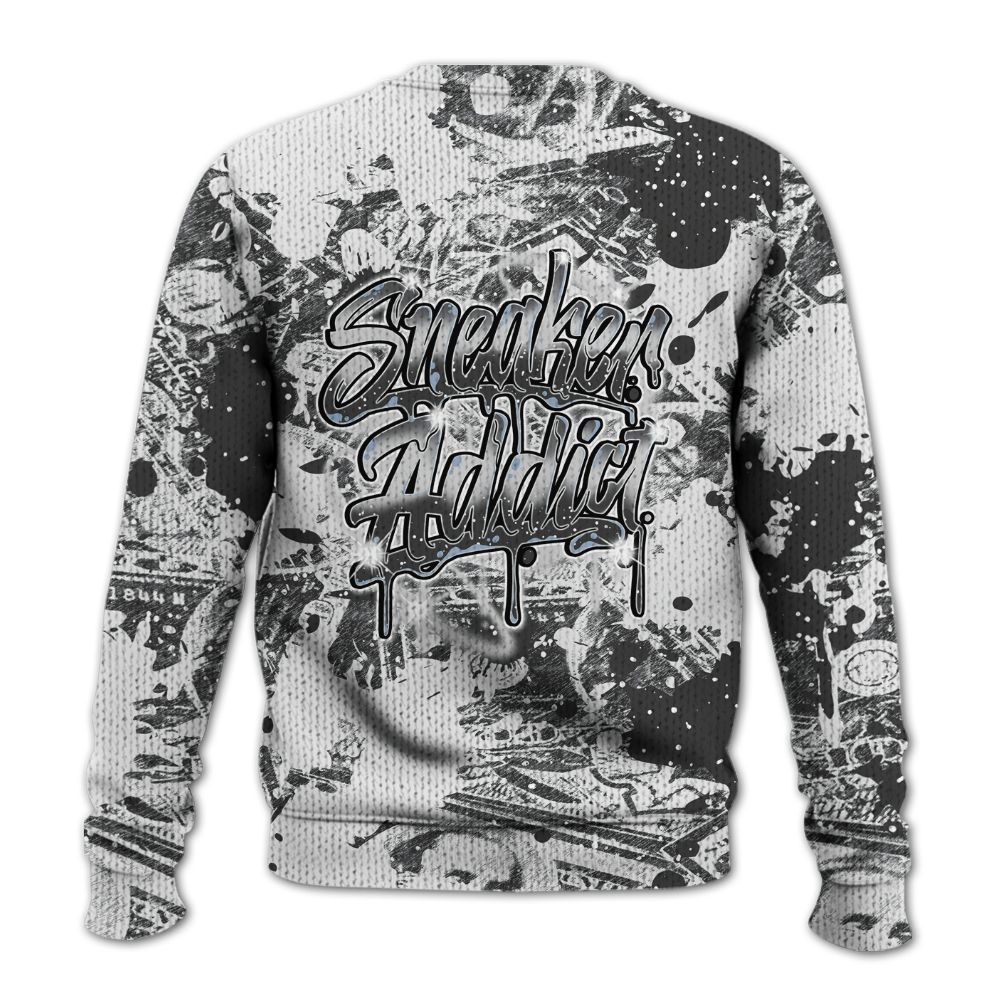 Knitted Sweater To Match Reverse Black White 6s - Addiction Sneakers Graphic Street Art