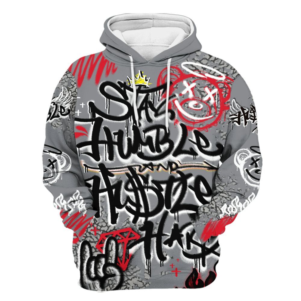 Hoodie To Match Black Cement 3s - Humble Drip Streetwear Graffity All Over Print