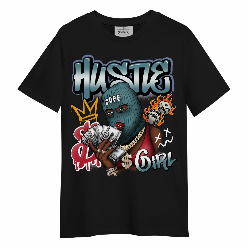 Shirt To Match Dunk Low Denim Turquoise Royal - Money Hustles Girl Streetwear Unisex Shirt