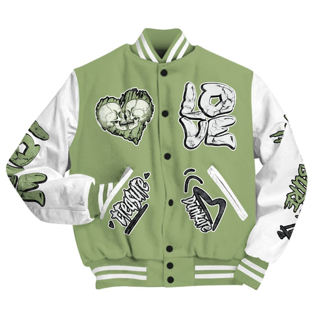 Varsity Jacket To Match Oil Green 4s - Skull Bear All Over Print