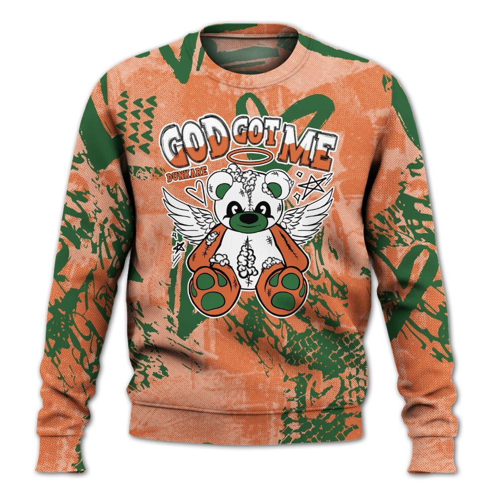 Sweatshirt To Match Low Miami 5s - Gods Guides Me Bear Heart Grunge All Over Print