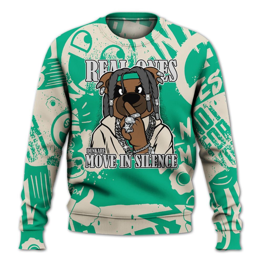 Sweatshirt To Match Oxidized Green 4s - Silent Achievers Bear Monogram Graffiti All Over Print
