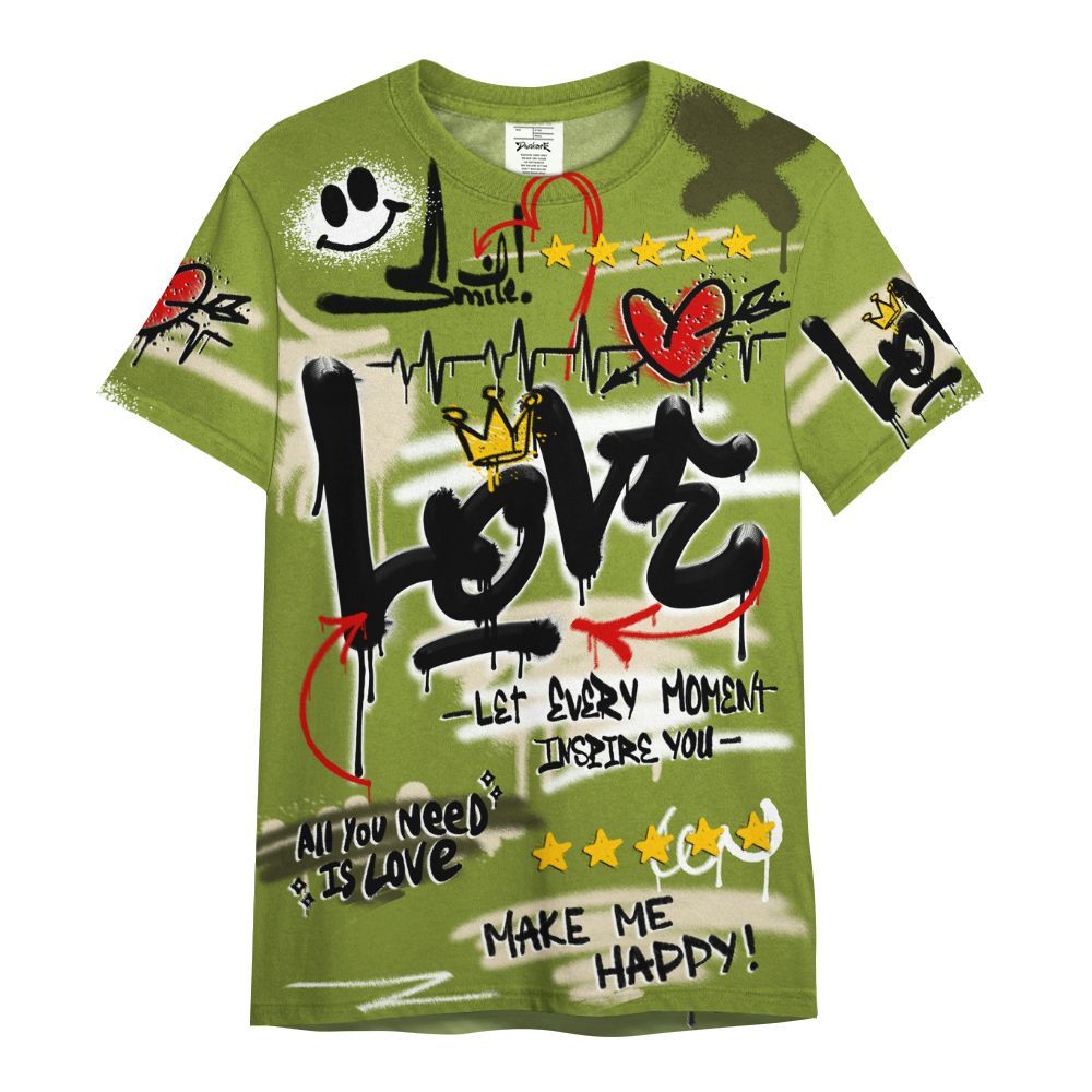 Shirt To Match SB Dunk Low Asparagus - Happy Love Beats Graffiti Streetwear All Over Print