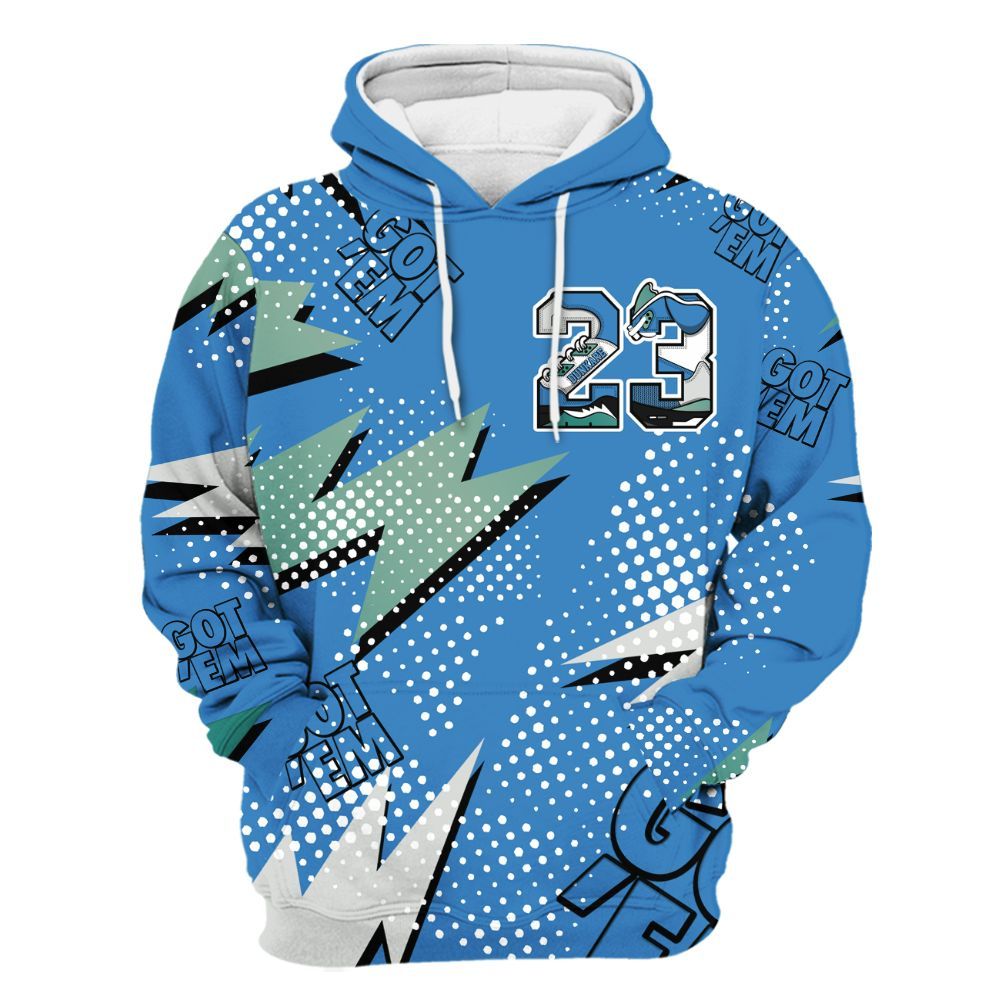 Hoodie To Match Low Carolina 17s - Custom Name Number 23 5s All Over Print