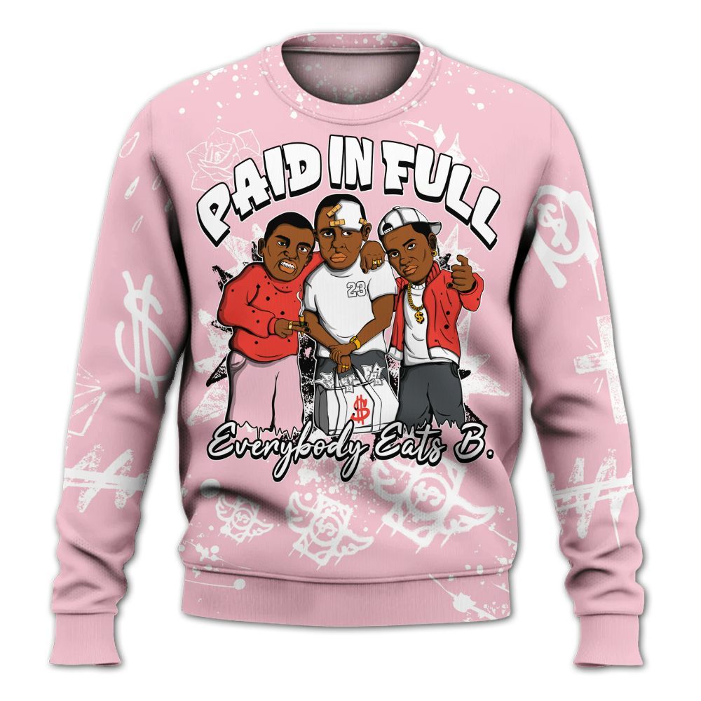 Sweatshirt To Match Retro Awake Arctic Pink - Everybody Paid In Full Crayon All Over Print