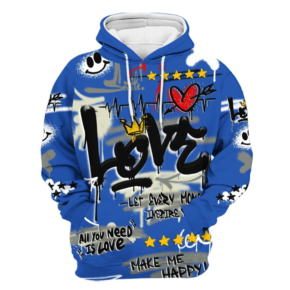 Hoodie To Match Lucky Shorts 3s - Happy Love Beats Graffiti Streetwear All Over Print