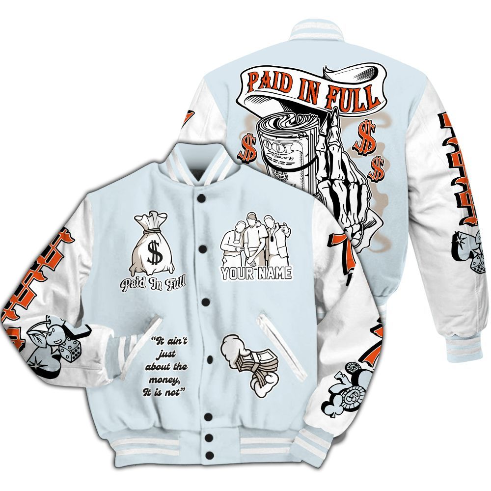 Varsity Jacket To Match High OG Alaska 1s - Paid In Full Baseball Varsity Jacket Custom Name All Over Print