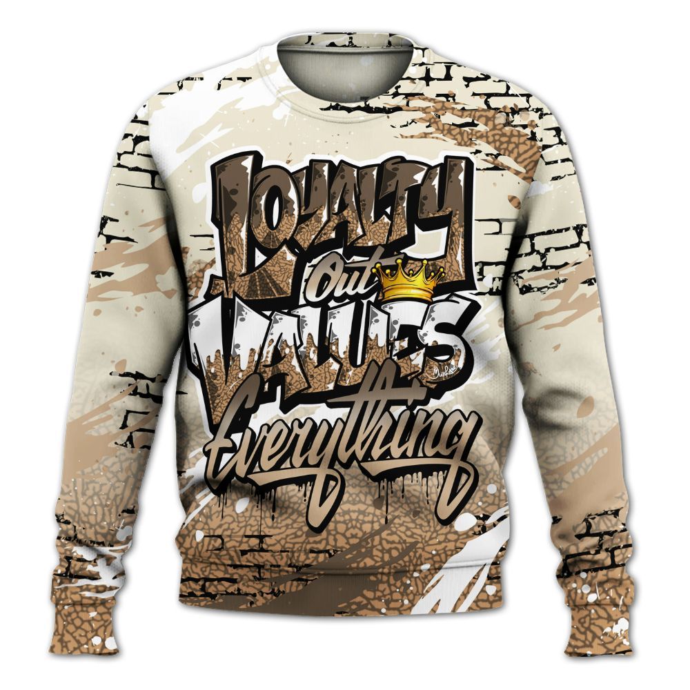 Sweatshirt To Match Orewood Brown 3s - Values Of Loyalty Drip All Over Print