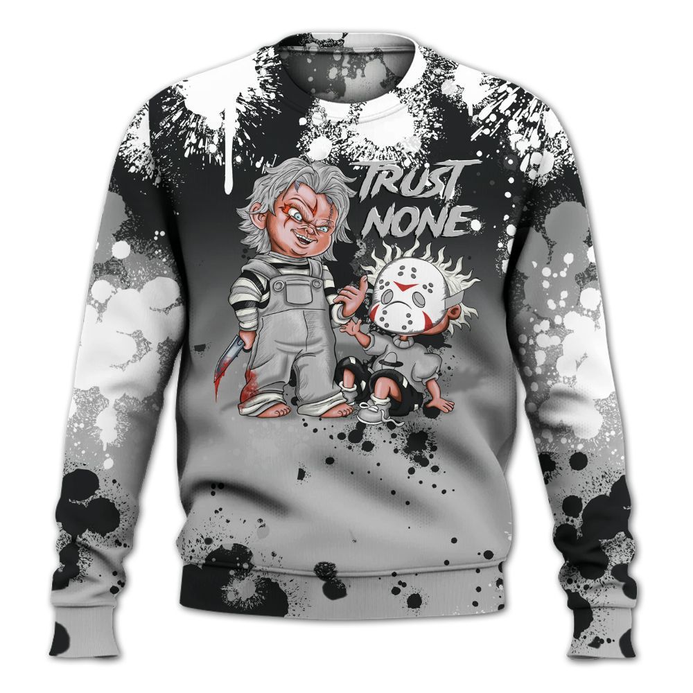 Sweatshirt To Match Low 85 Metallic Black 1s - Trust No One Scary All Over Print