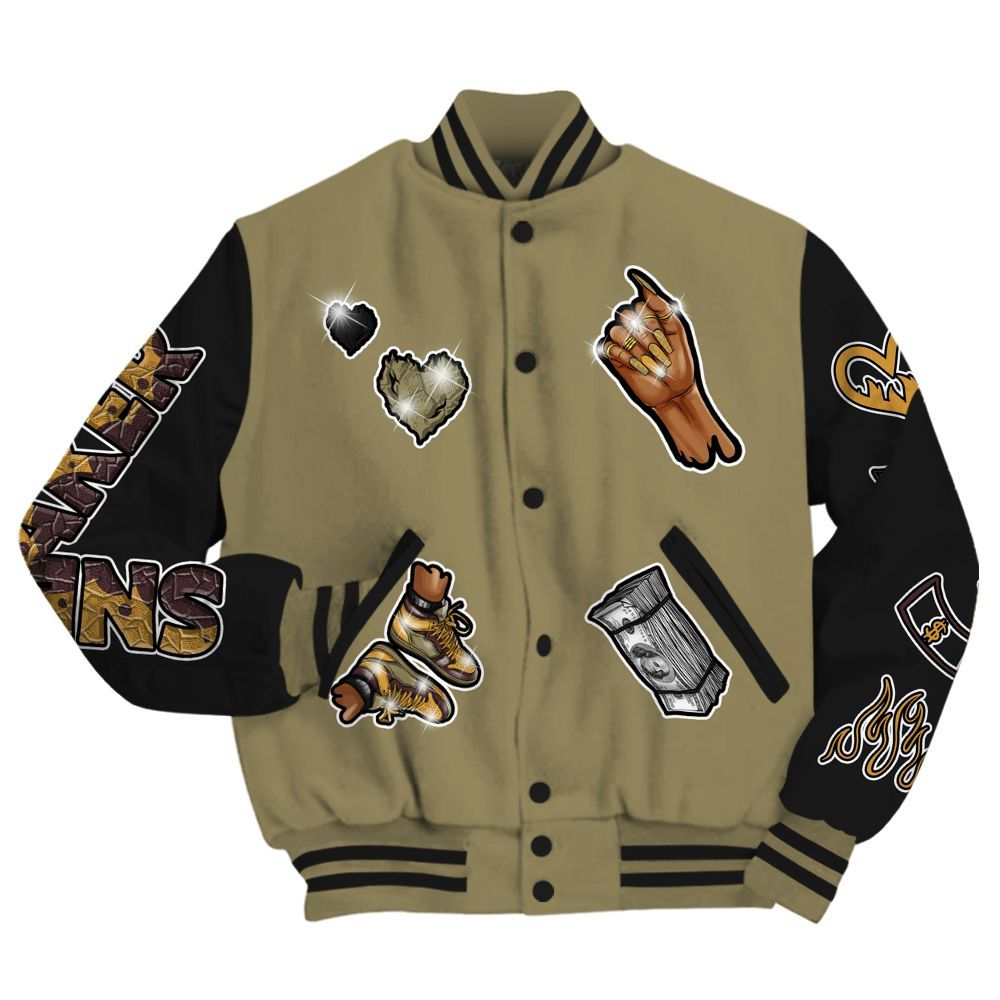 Varsity Jacket To Match Black Olive 7s - Sneakerz Girlz All Over Print