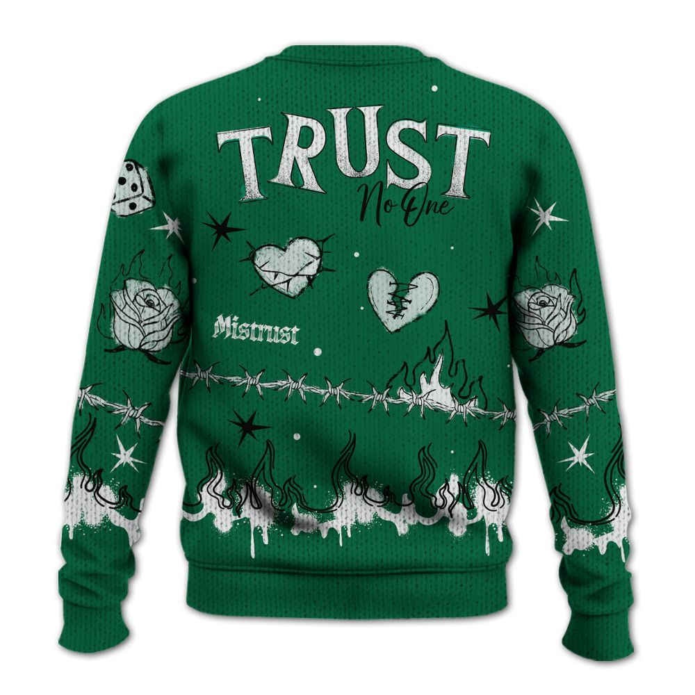 Knitted Sweater To Match Pine Green 4s - Trust No One Snake-Bite Doodle Crayon