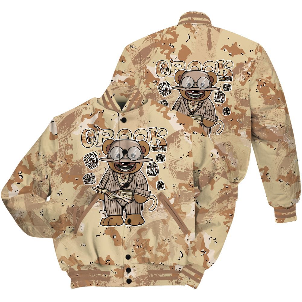 Varsity Jacket To Match Desert Camo 3s Shirt - Swindler Bear Circle Slpash All Over Print