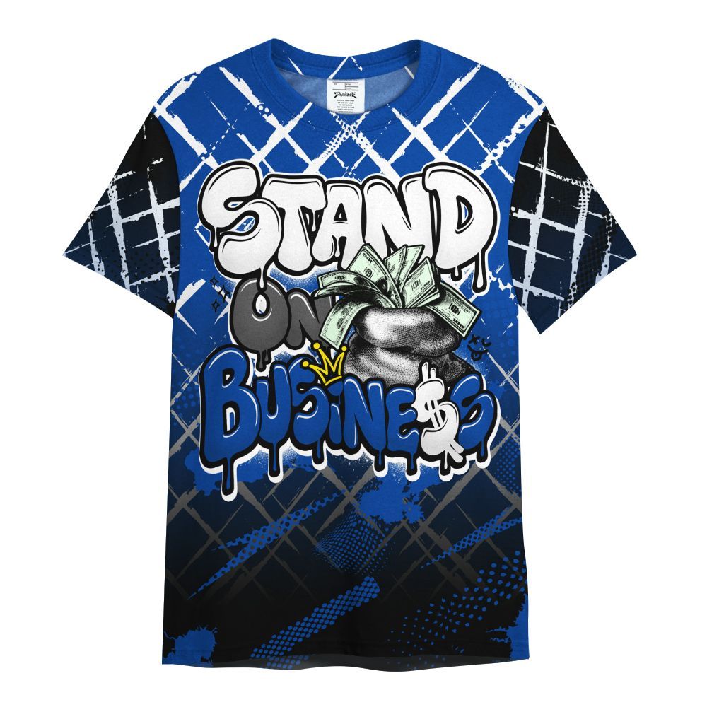 Shirt To Match Hyper Royal 12s - Halftone Stand Business Dripping All Over Print