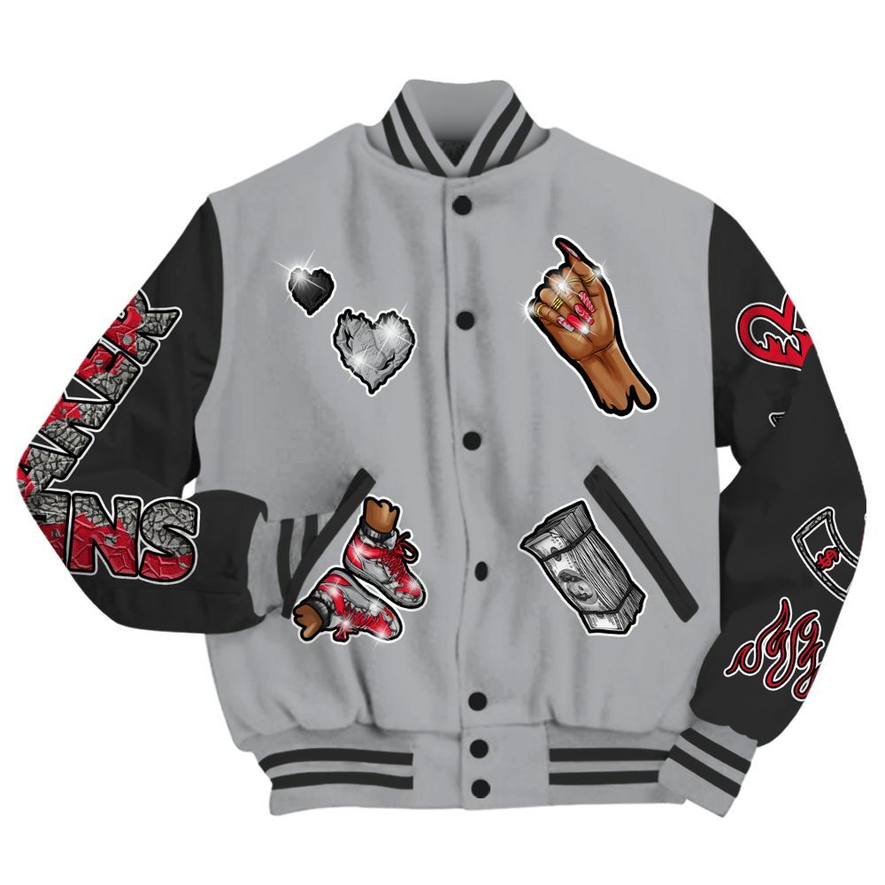 Varsity Jacket To Match Black Cement 3s - Sneakerz Girlz All Over Print