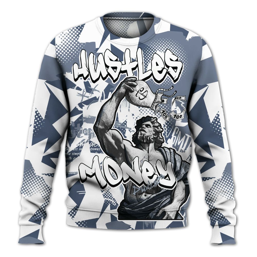 Sweatshirt To Match Low Diffused Blue 11s - Huslte Money Retro All Over Print