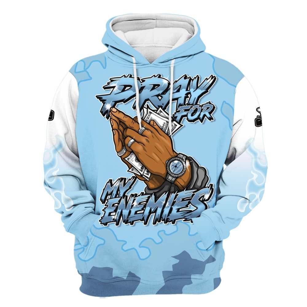Hoodie To Match Legend Blue 11s - Prayed For Enemies Graphic Blessing All Over Print