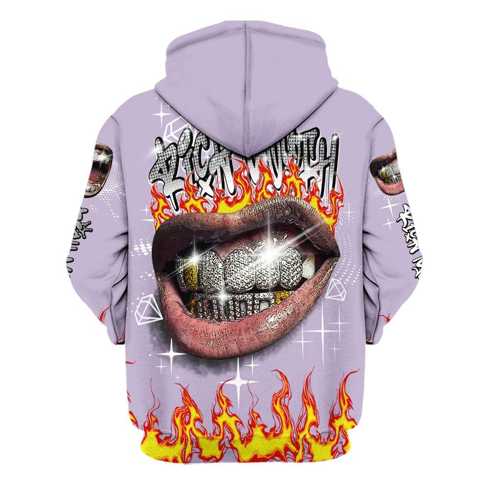 Hoodie To Match Low Pure Violet 11s - Rich Mouth Fire Rap Retro 90s All Over Print