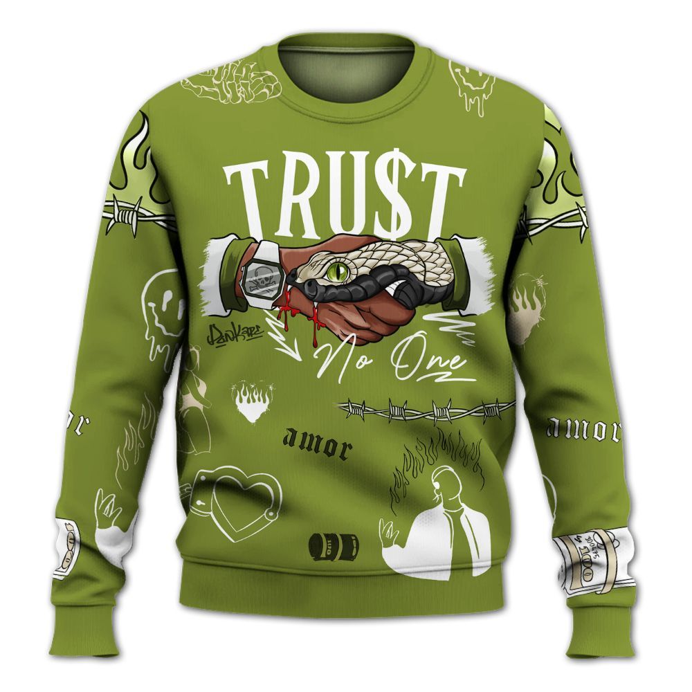 Sweatshirt To Match SB Dunk Low Asparagus - Snake Trust No One All Over Print