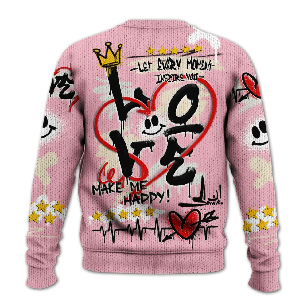 Sweater To Match Low OG Shy Pink 1s - Happy Love Beats Graffiti Streetwear Graphic
