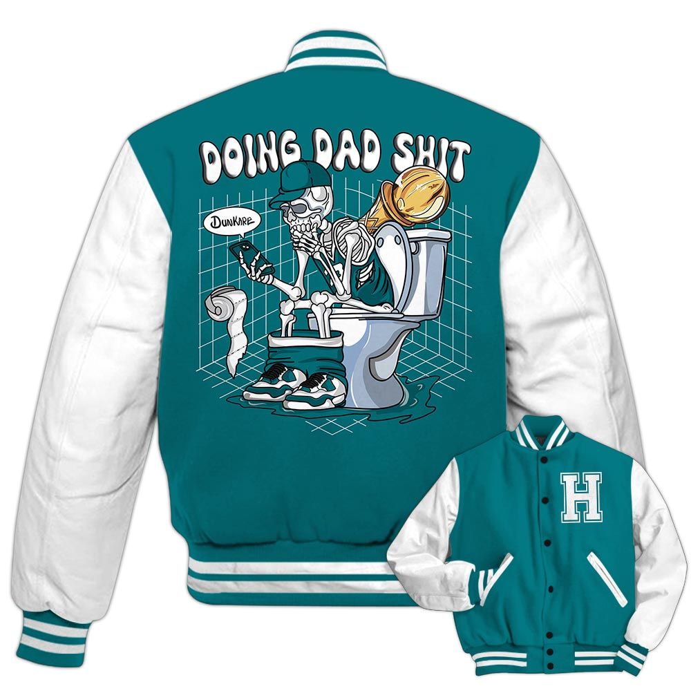 Varsity Jacket To Match Oxidized Green 4s - Custom Doing Dad Shit Varsity Jacket Outfit 1605 1TCD