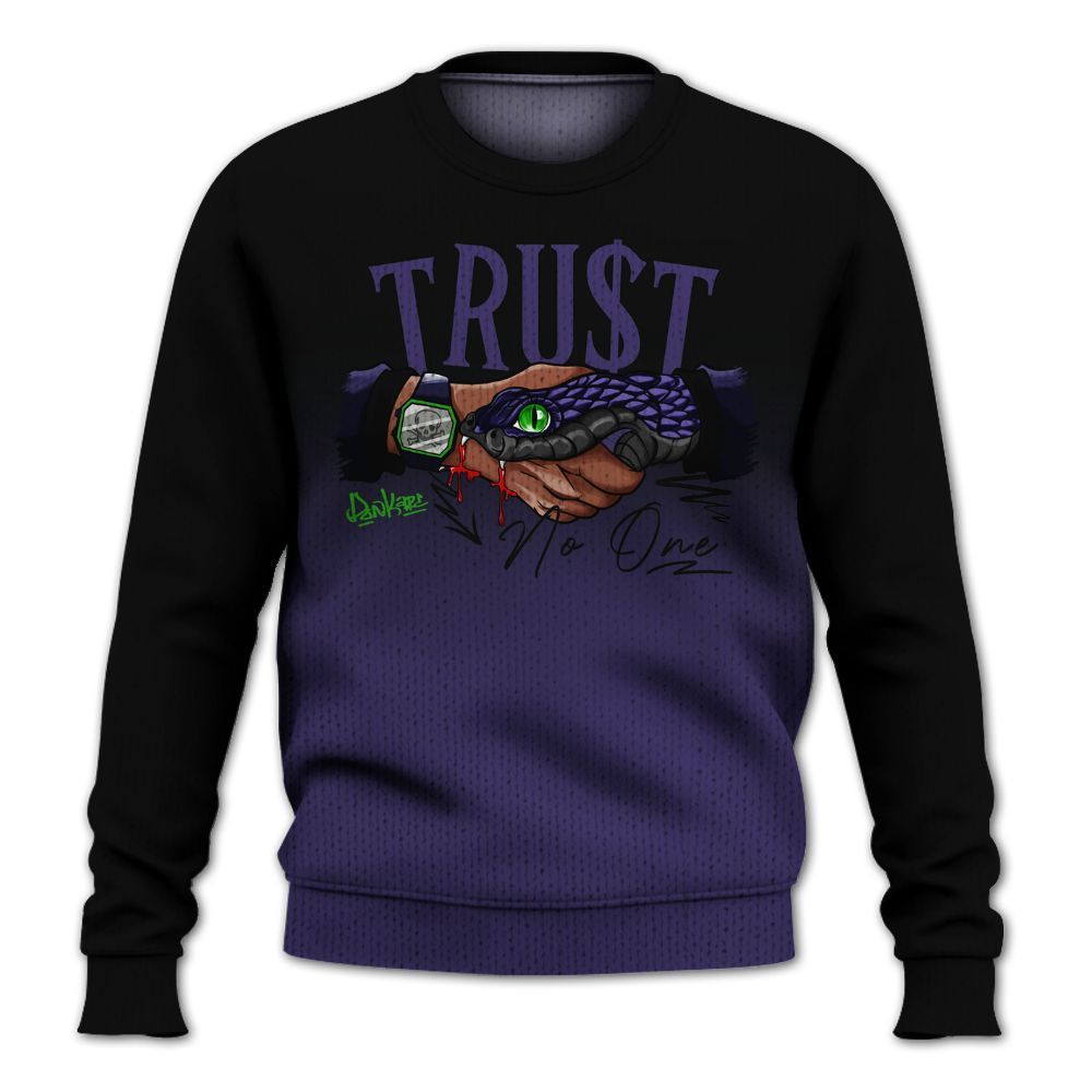 Knitted Sweater To Match Retro Court Purple 13s - Snake Trust No One Drip