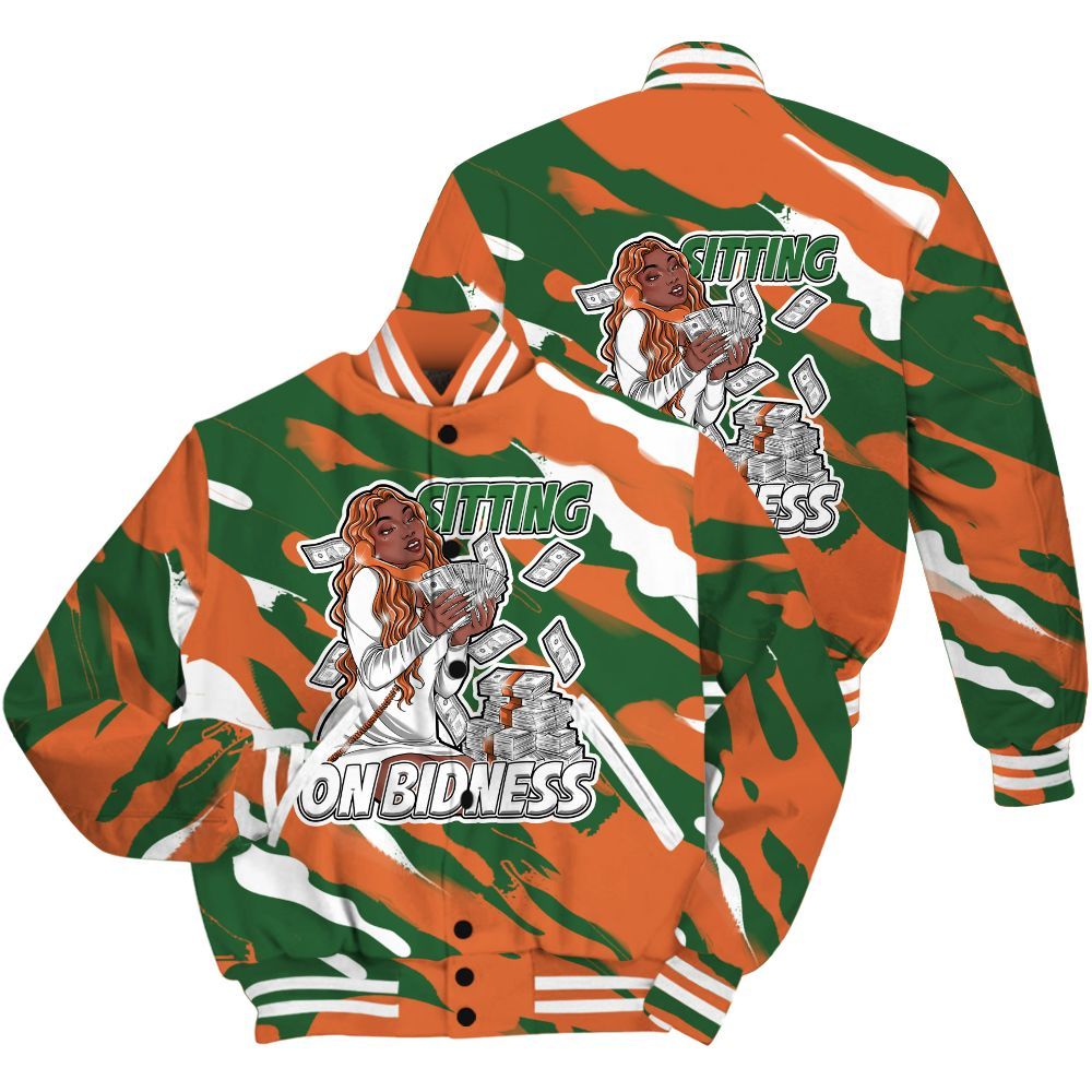 Varsity Jacket To Match Low Miami 5s Shirt - Bidness Colored All Over Print