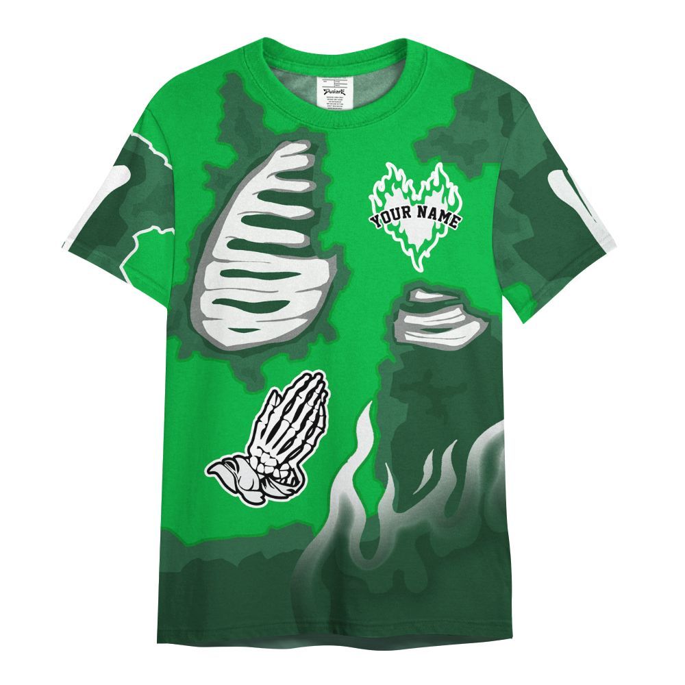 Shirt To Match Lucky Green 5s Varsity Jacket - Dislike Us Graphic Burning Custom Name All Over Print