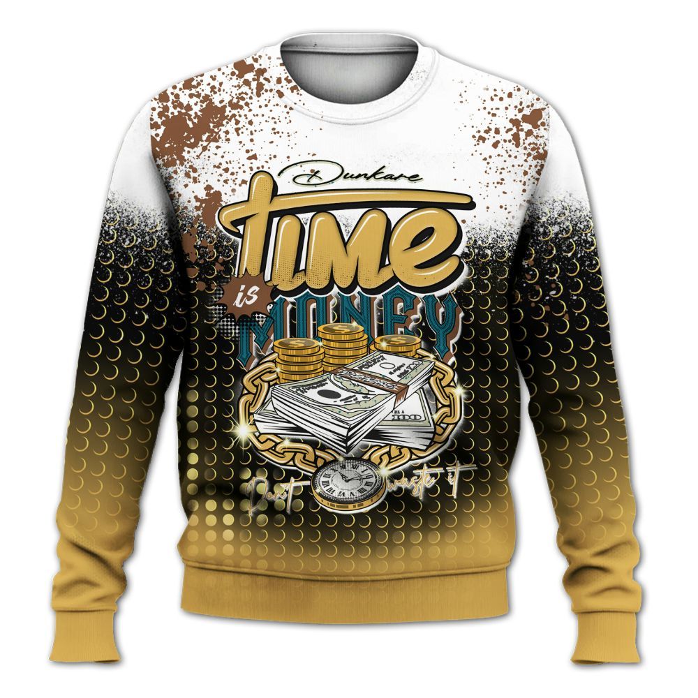 Sweatshirt To Match Retro Cacao Wow 4s - Halftone Time Is Money All Over Print