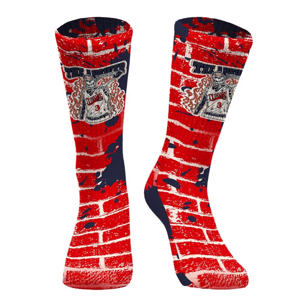 Sock To Match Low OG Howard University 1s - Allen Answer Skeleton Brick