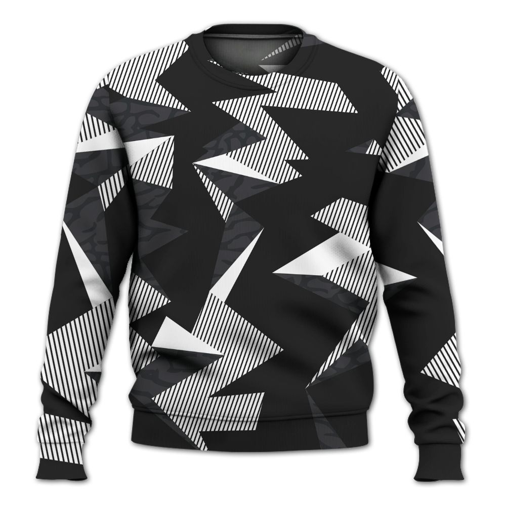 Sweatshirt To Match Black Cat 3s - Geometric Camouflage Pattern All Over Print