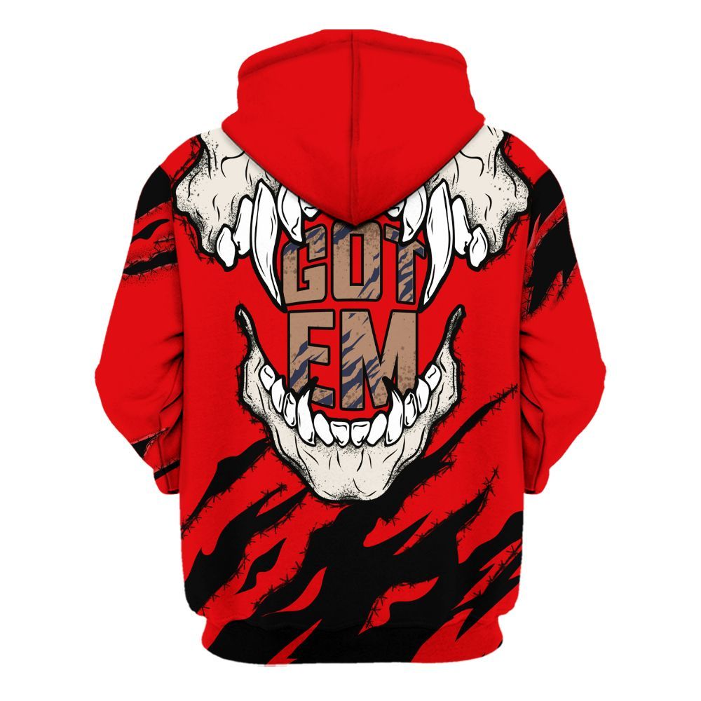 Hoodie To Match Low OG Howard University 1s - GOT 'EM Skeleton Scratch All Over Print