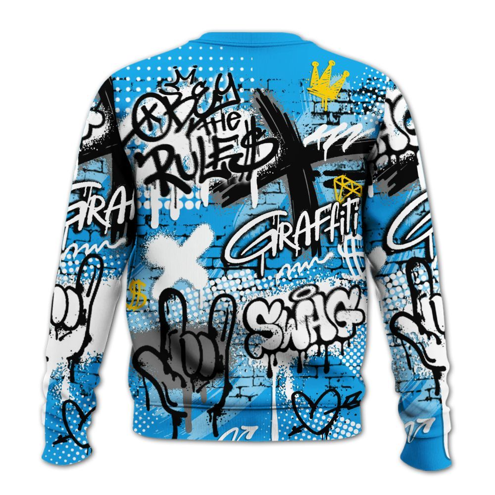 Sweatshirt To Match Black University Blue 2022 13s - True It Real Graffiti Streetwear All Over Print