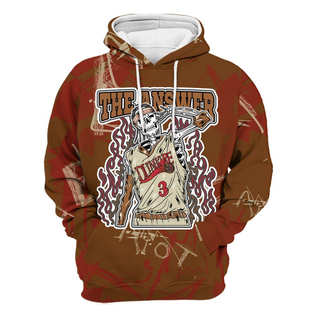 Hoodie To Match Archaeo Brown 5s - Allen Answer Skeleton Messyz All Over Print