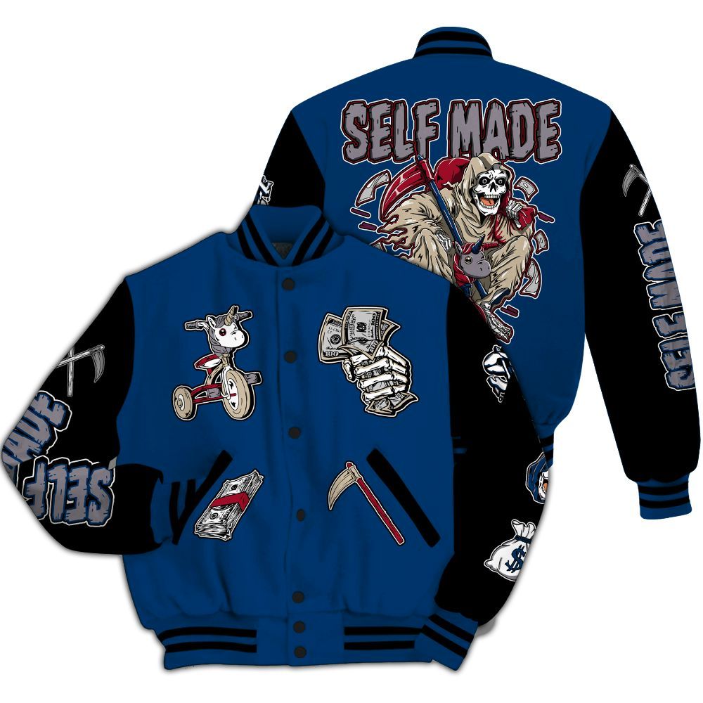 Varsity Jacket To Match Rare Air 4s - Self Make Skeleton All Over Print