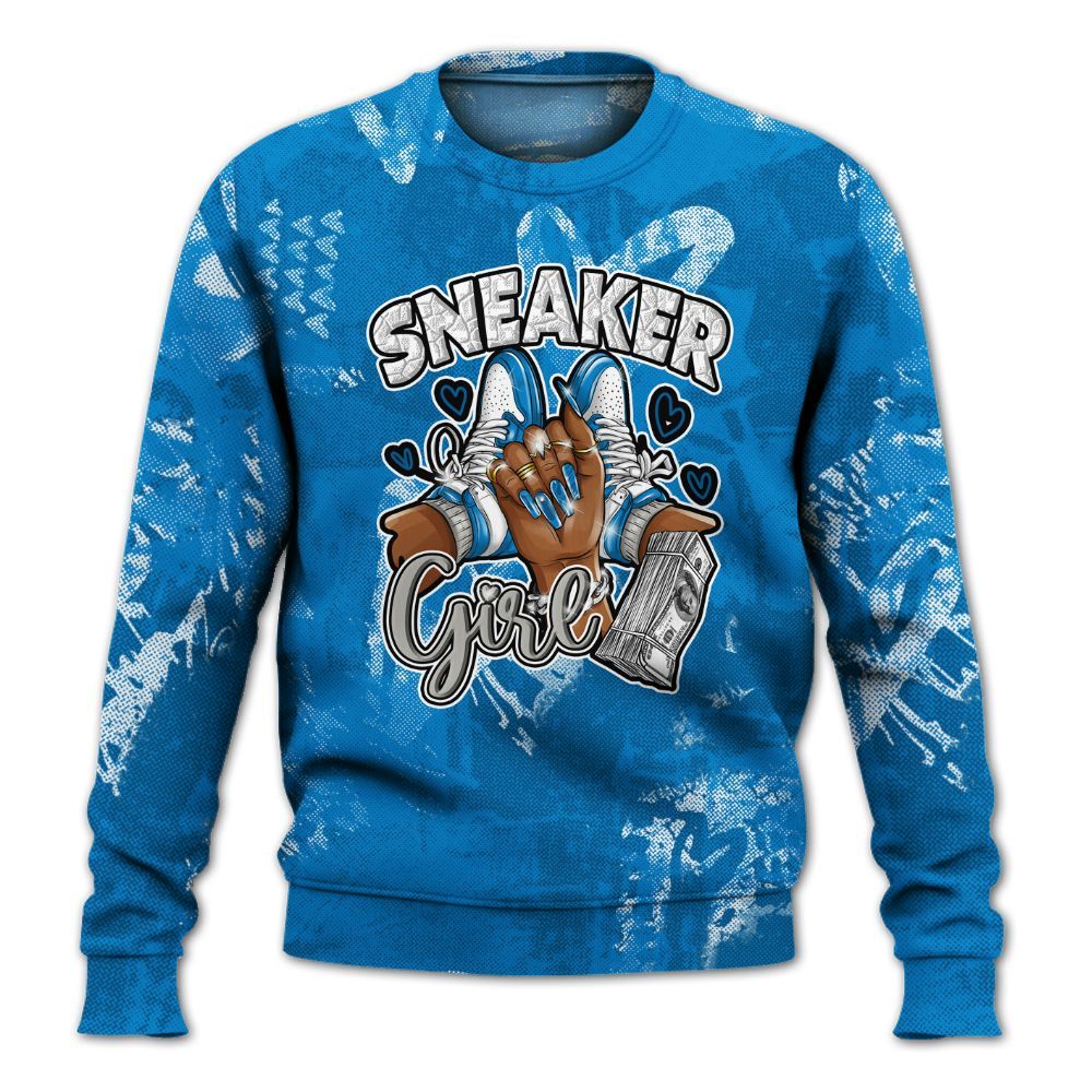Sweatshirt To Match Military Blue 4s - Sneakerz Girlz Heart Grunge All Over Print