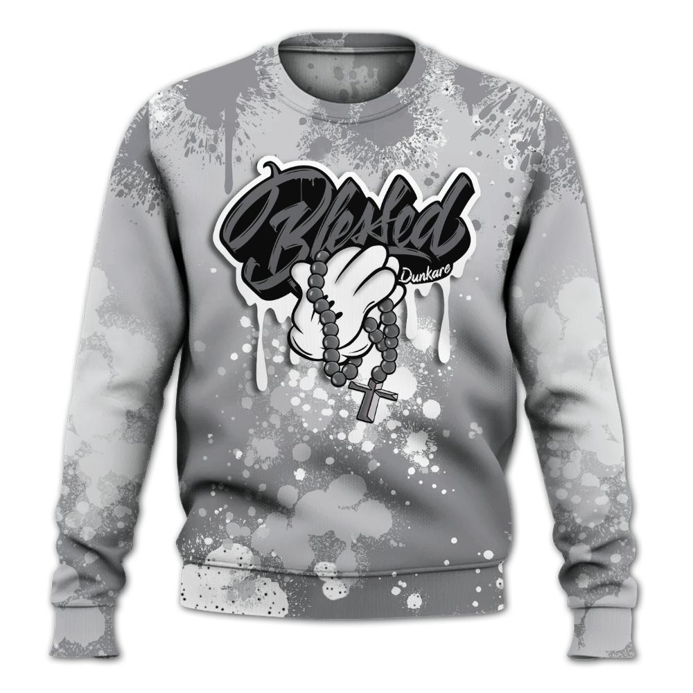 Sweatshirt To Match Retro Wolf Grey 5s - God Blessed Ink Drip All Over Print