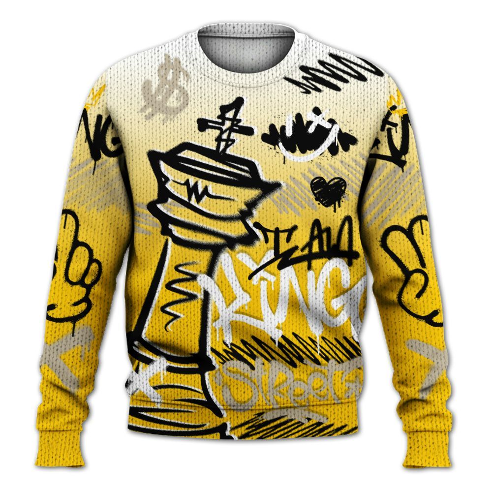 Knitted Sweater To Match Vivid Sulfur 4s - Street King Chess Streetwear
