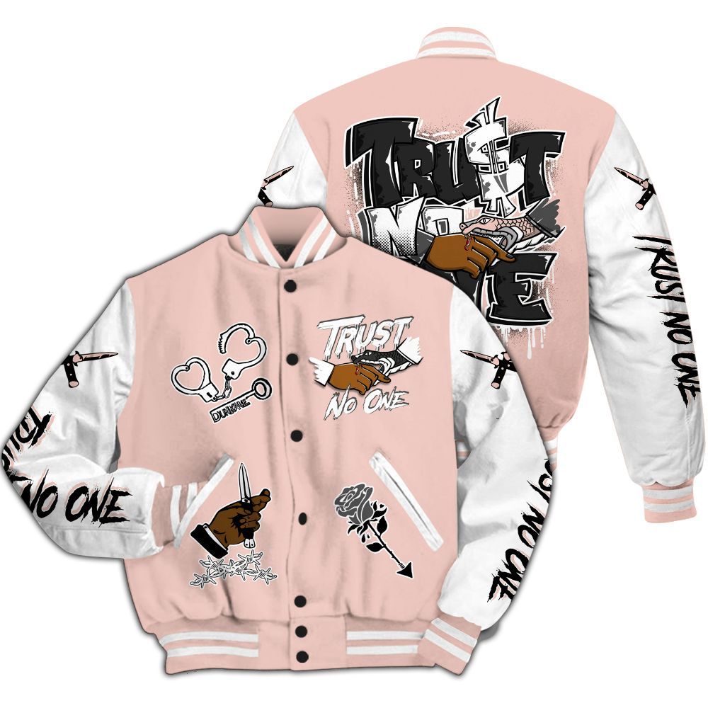 Varsity Jacket To Match Low Legend Pink 11s - Trust No One Dripping All Over Print