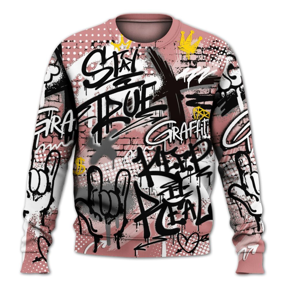 Sweatshirt To Match Low OG Rust Pink 1s - True It Real Graffiti Streetwear All Over Print
