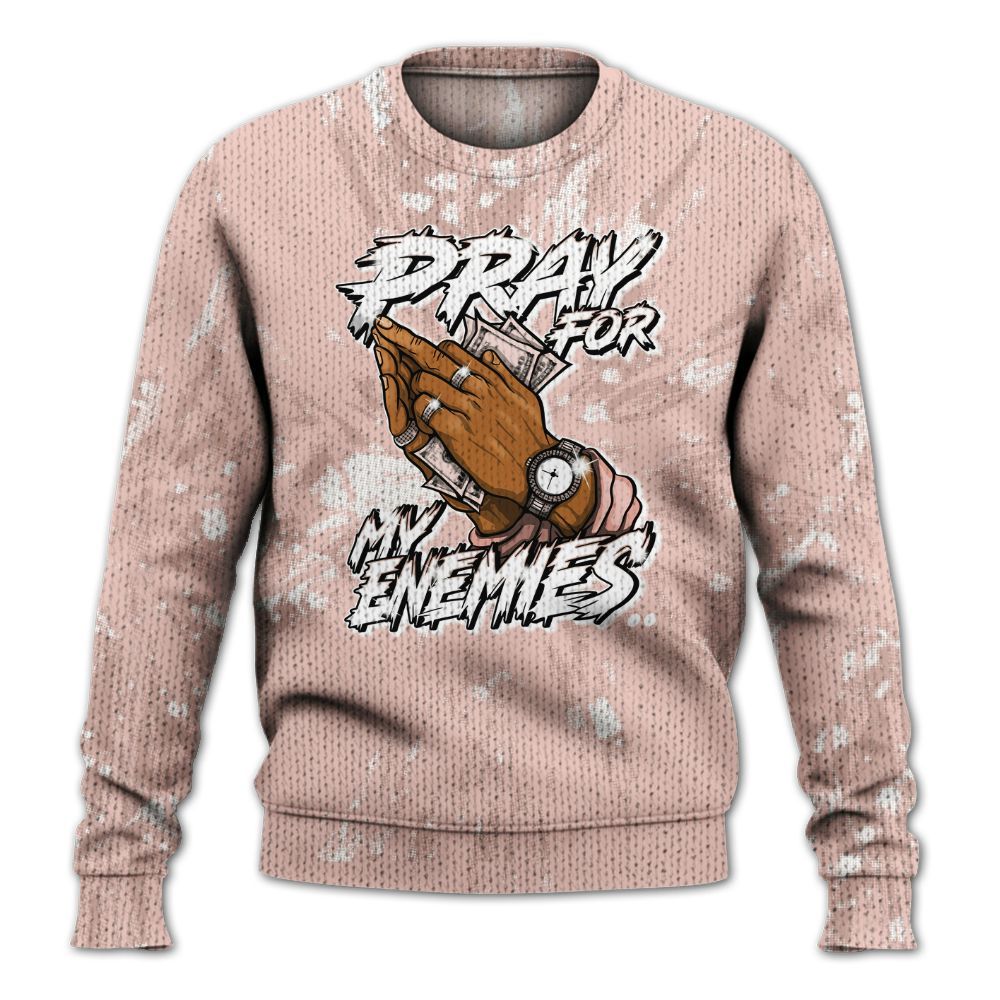 Knitted Sweater To Match Low Legend Pink 11s - Prayed For Enemies Graphic Luxury