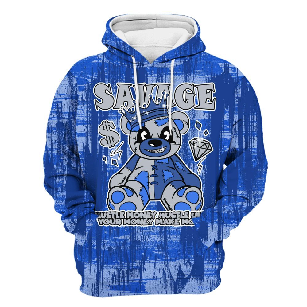Hoodie To Match Air Foamposite One Royal - Savages Bear Glitch Art All Over Print