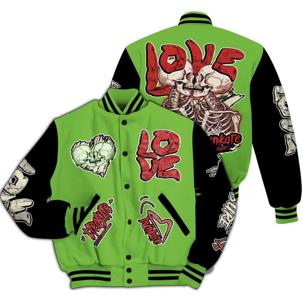 Varsity Jacket To Match Air Max Waffle SP Action Green - Skull Bear All Over Print
