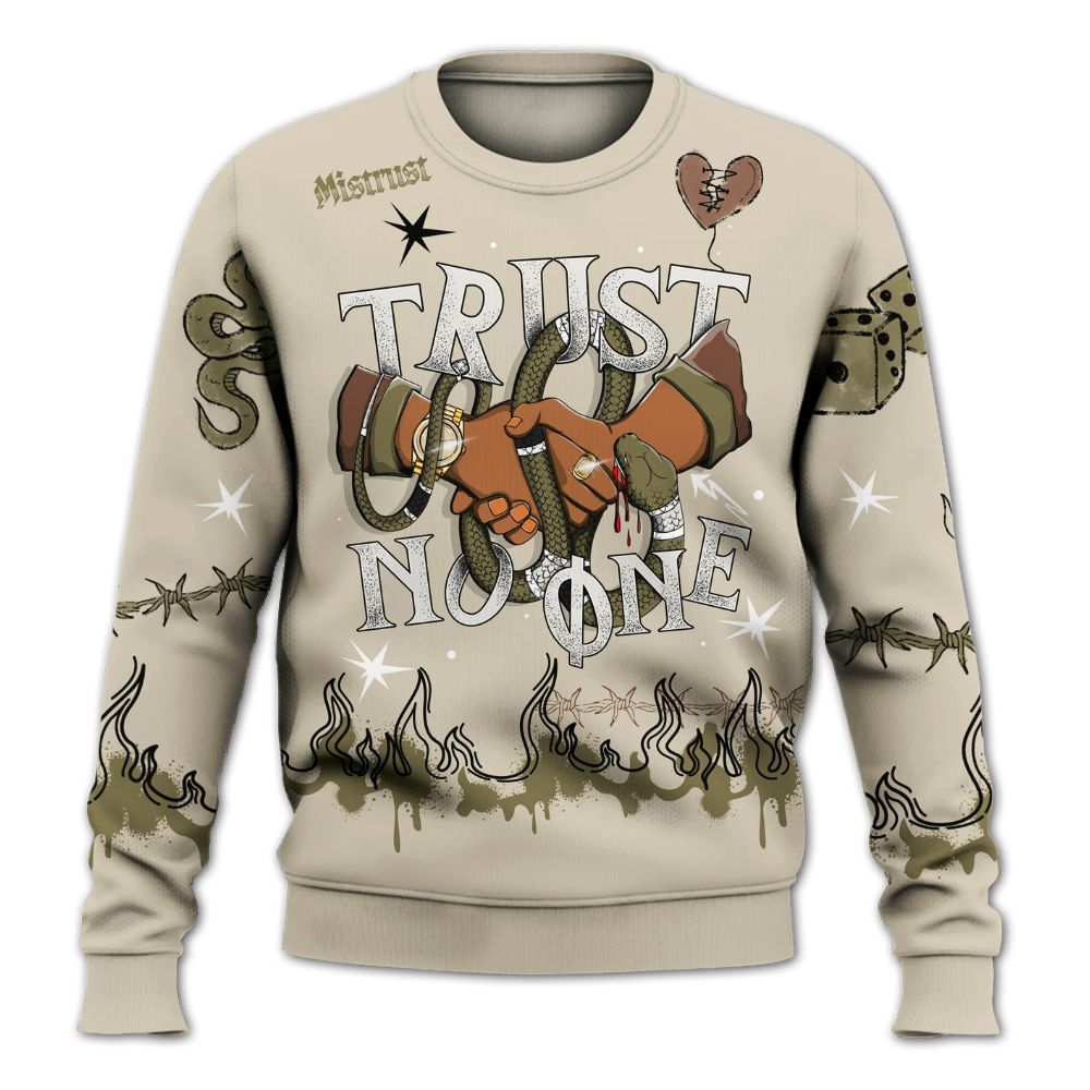 Sweatshirt To Match Sail Neutral Olive 6s - Trust No One Snake-Bite Doodle Crayon All Over Print
