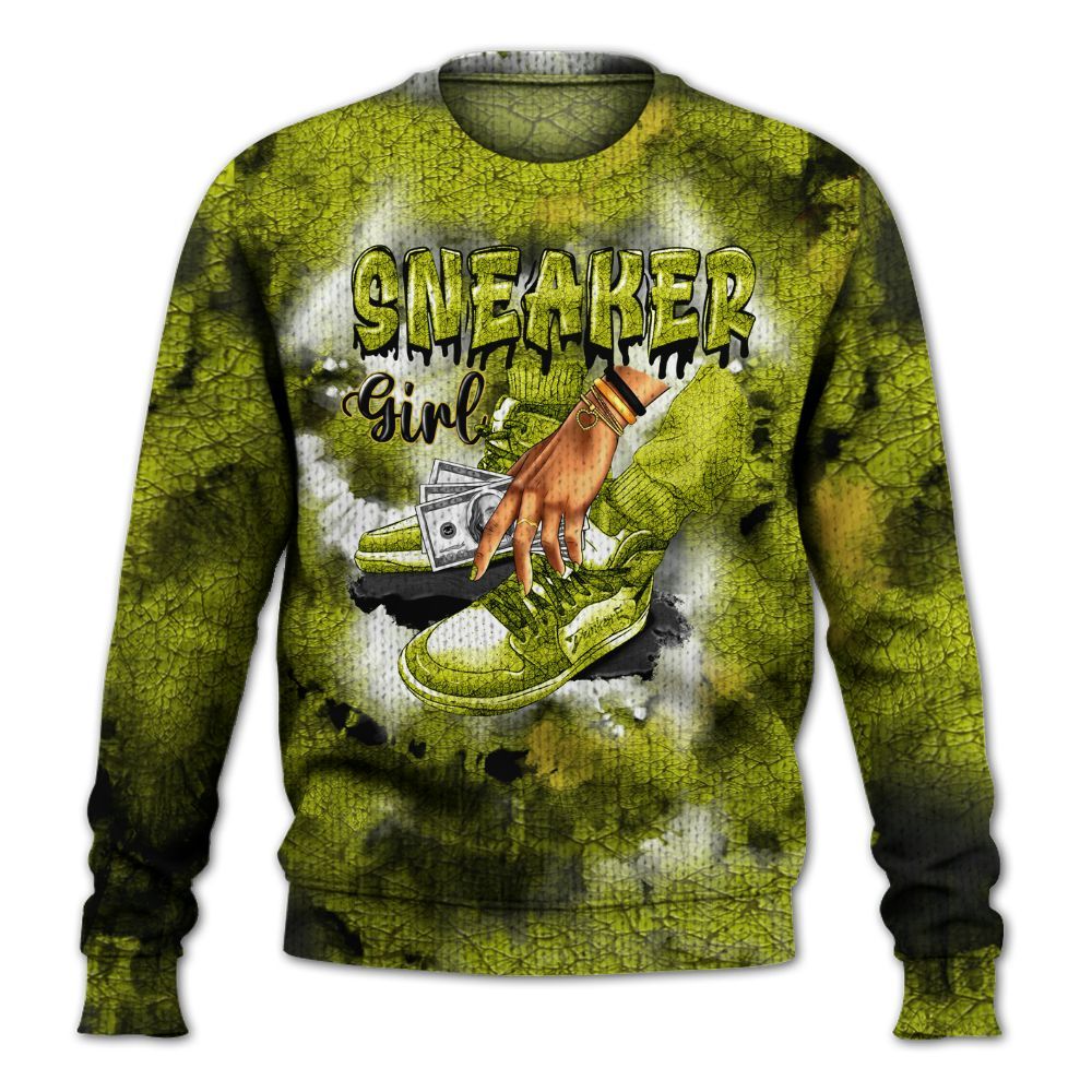 Knitted Sweater To Match Dunk Low QS Halloween Skull - SNEAKER Girl Money Drip Tie Dye