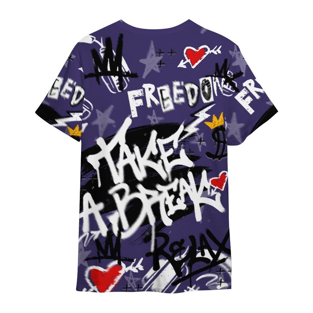 Shirt To Match Retro Court Purple 13s - Take Break Freedom Graffiti Streetwear All Over Print