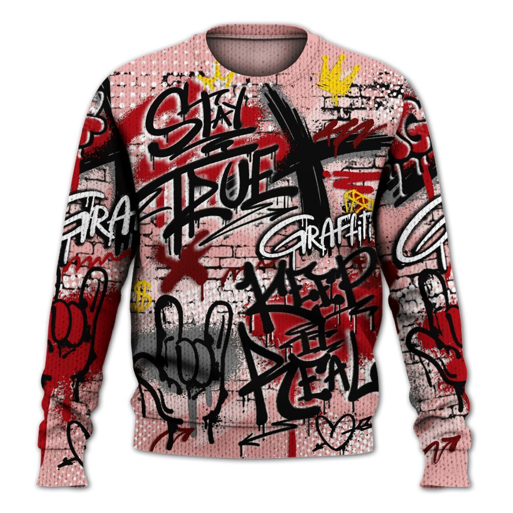 Knitted Sweater To Match Low Valentines Day 1s - True It Real Graffiti Streetwear