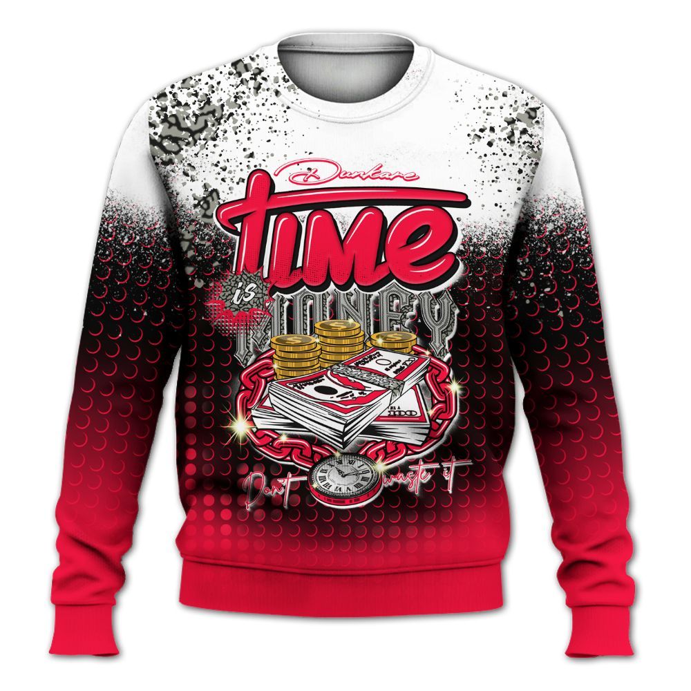 Sweatshirt To Match Retro Fire Red 3s - Halftone Time Is Money All Over Print