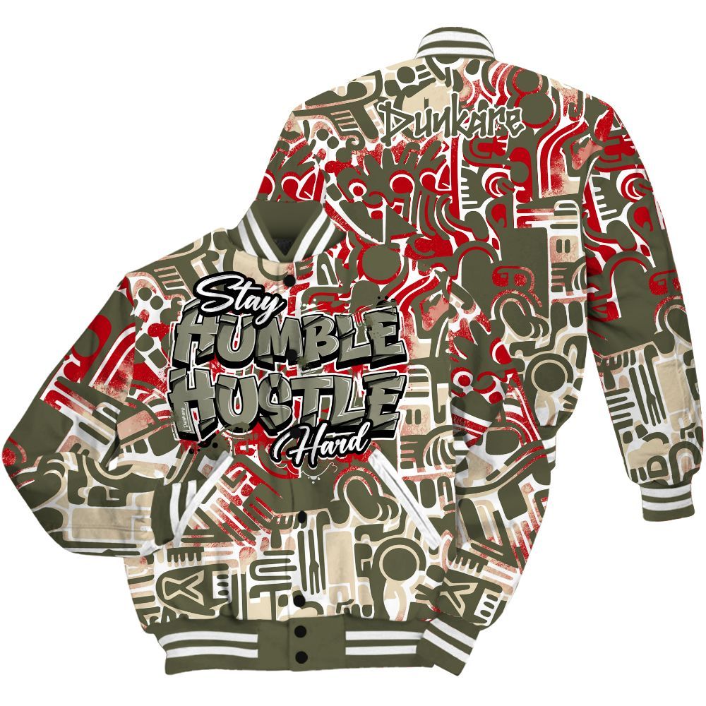 Varsity Jacket To Match Low OG Medium Olive 1s - Humble Hustle Retro All Over Print